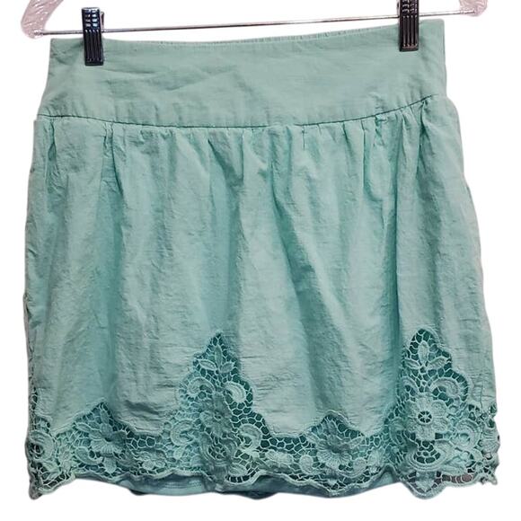 Maurice's Midi Light Teal with Lace trim Elastic Waist Pull On Skirt Size Small - Picture 1 of 7